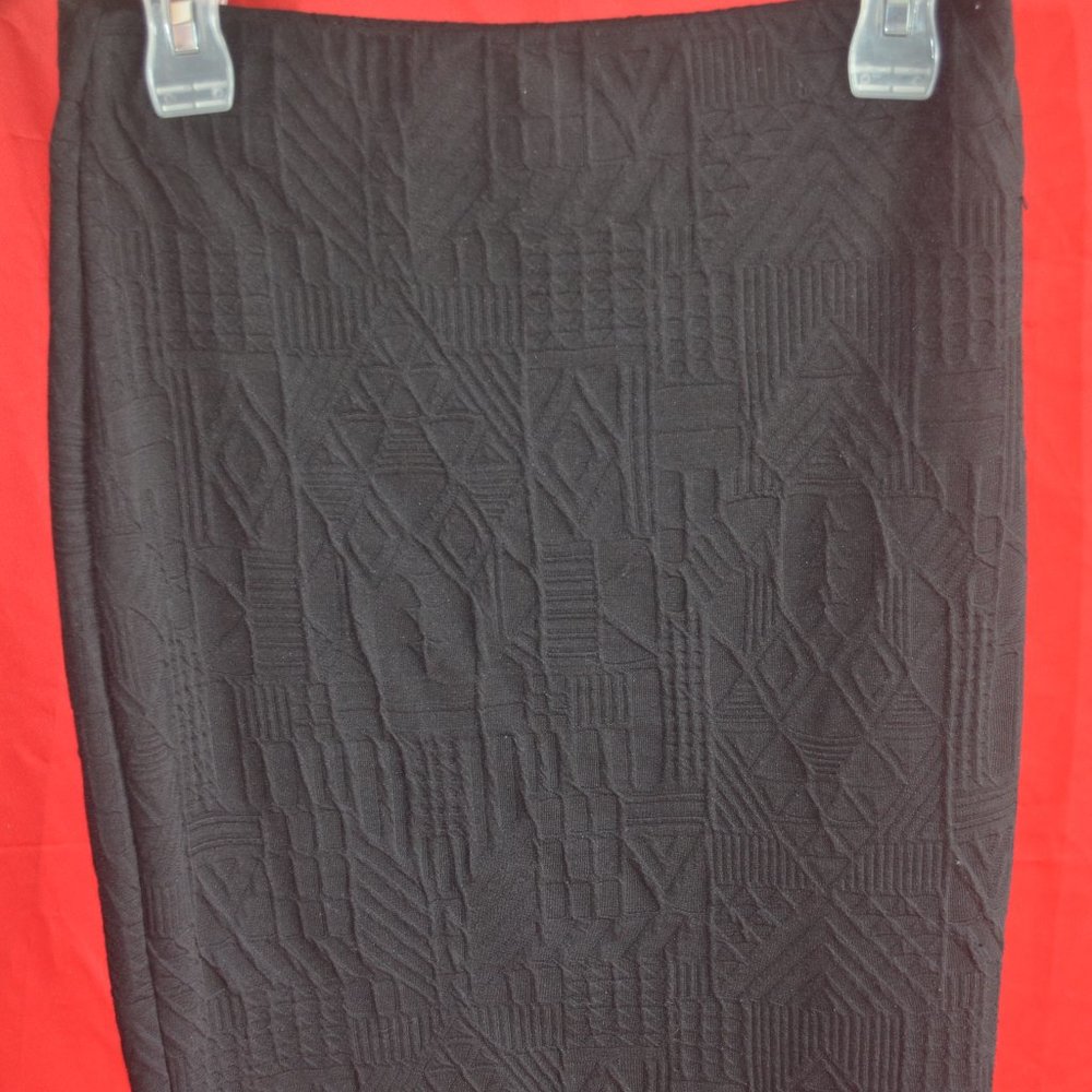 Ambiance Black Textured Pencil Skirt